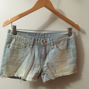 Rag & bone light wash shorts, raw edge hem